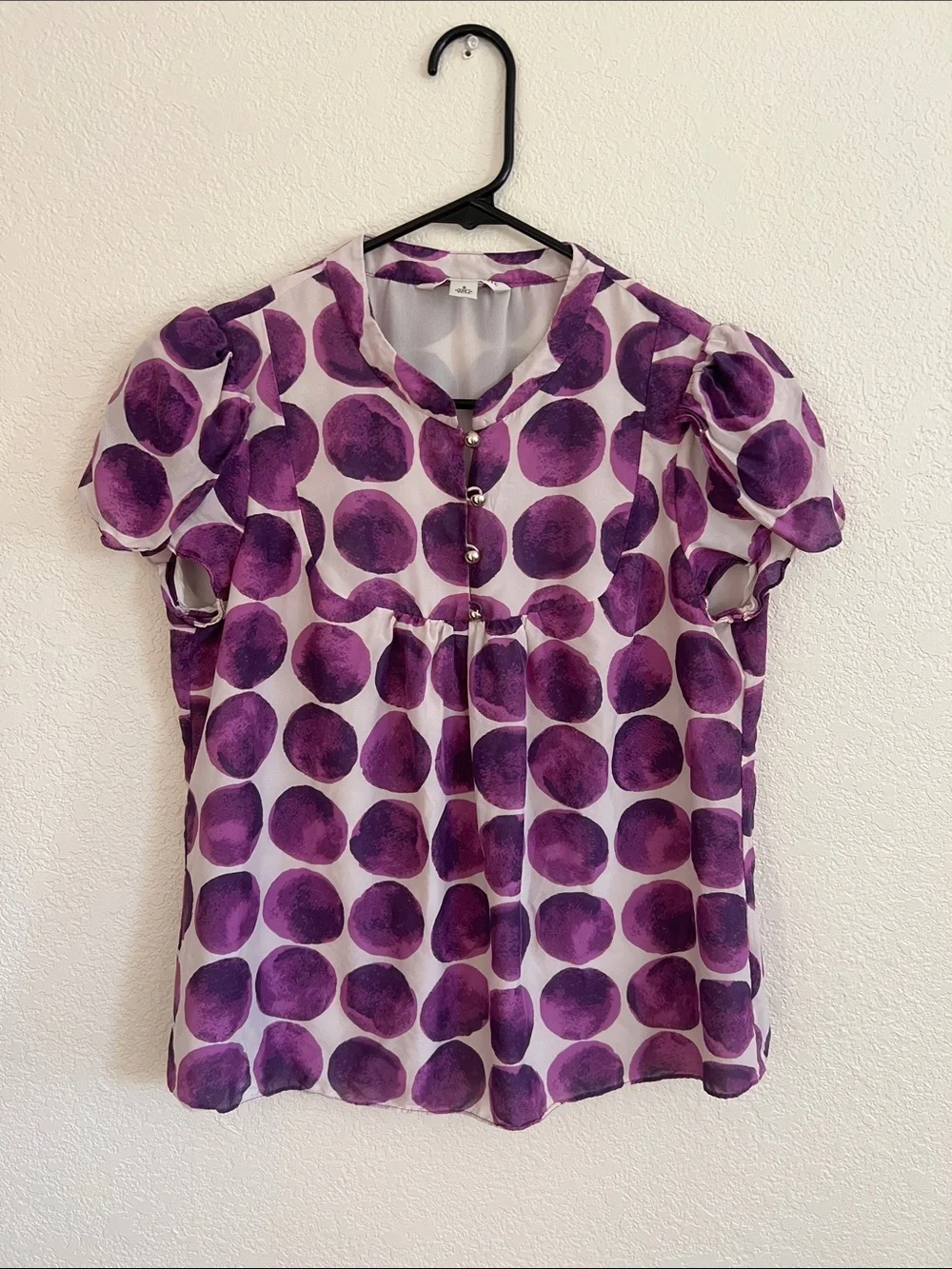 Banana Republic 100% Silk Watercolor Polka Dot Blouse